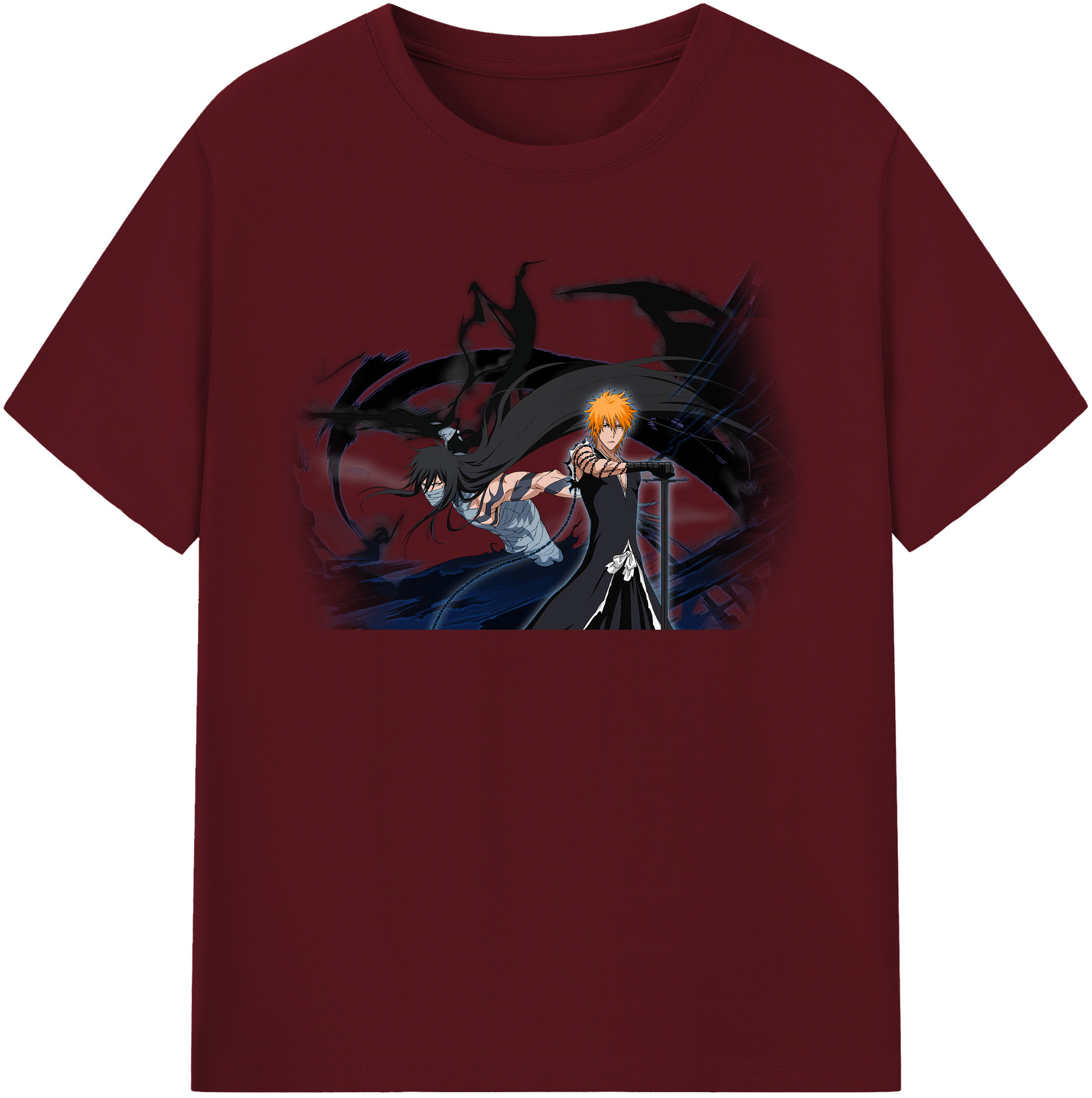 （画像用） ブリーチ 黒崎一護（くろさき いちご）BLEACH Kurosaki Ichigo 綿100％半袖Tシャツ（フロントプリント）